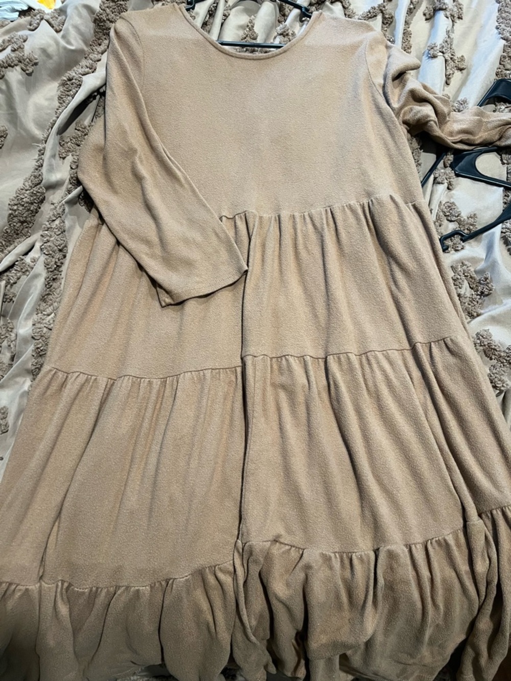 Cato Tiered Midi Dress in Taupe